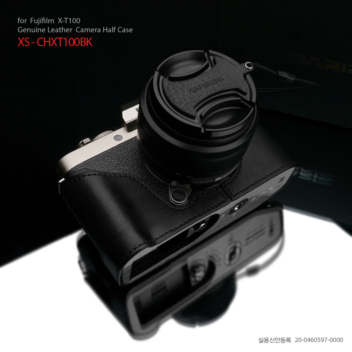 XS-CHXT100BK Leather Black Camera Half Case w/ Capfix for Fujifilm X-T100