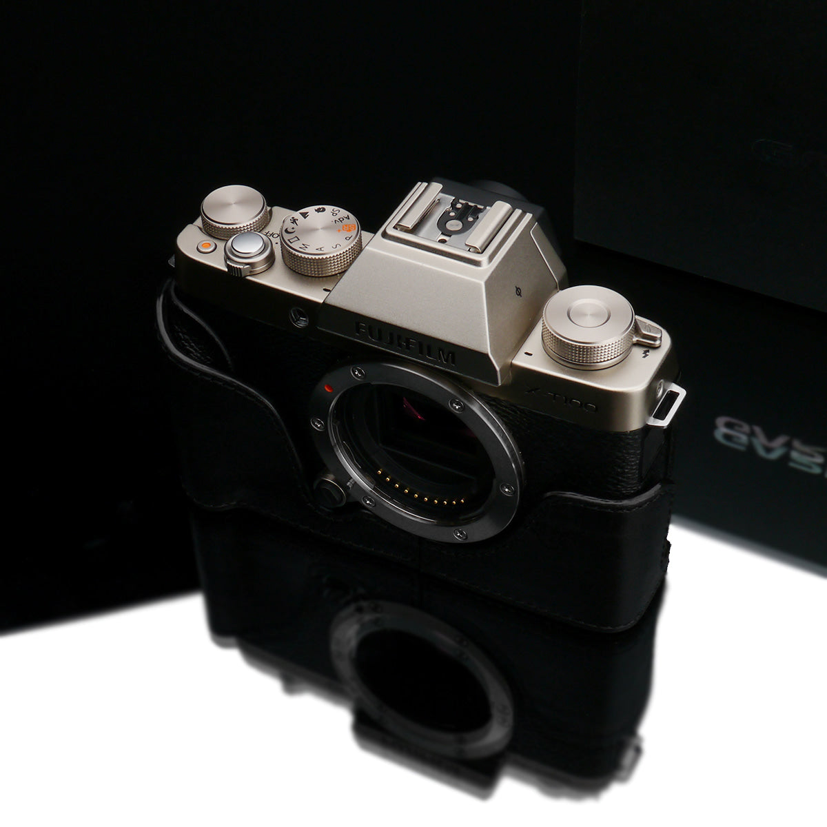 XS-CHXT100BK Leather Black Camera Half Case w/ Capfix for Fujifilm X-T100