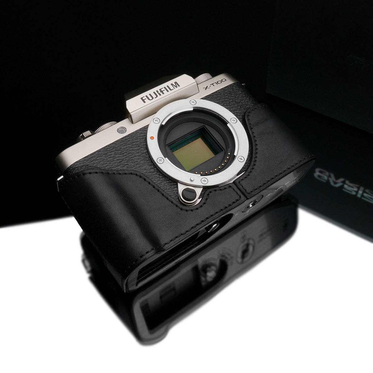 XS-CHXT100BK Leather Black Camera Half Case w/ Capfix for Fujifilm X-T100