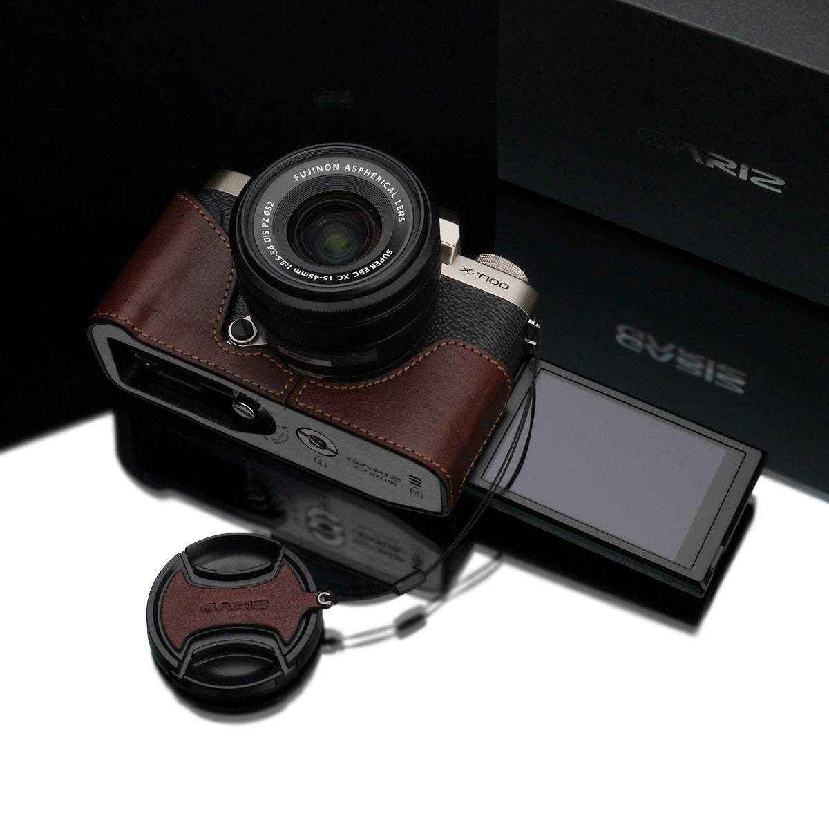 Gariz XS-CHXT100BR Leather Camera Half Case w/ Capfix Brown for Fujifilm X-T100