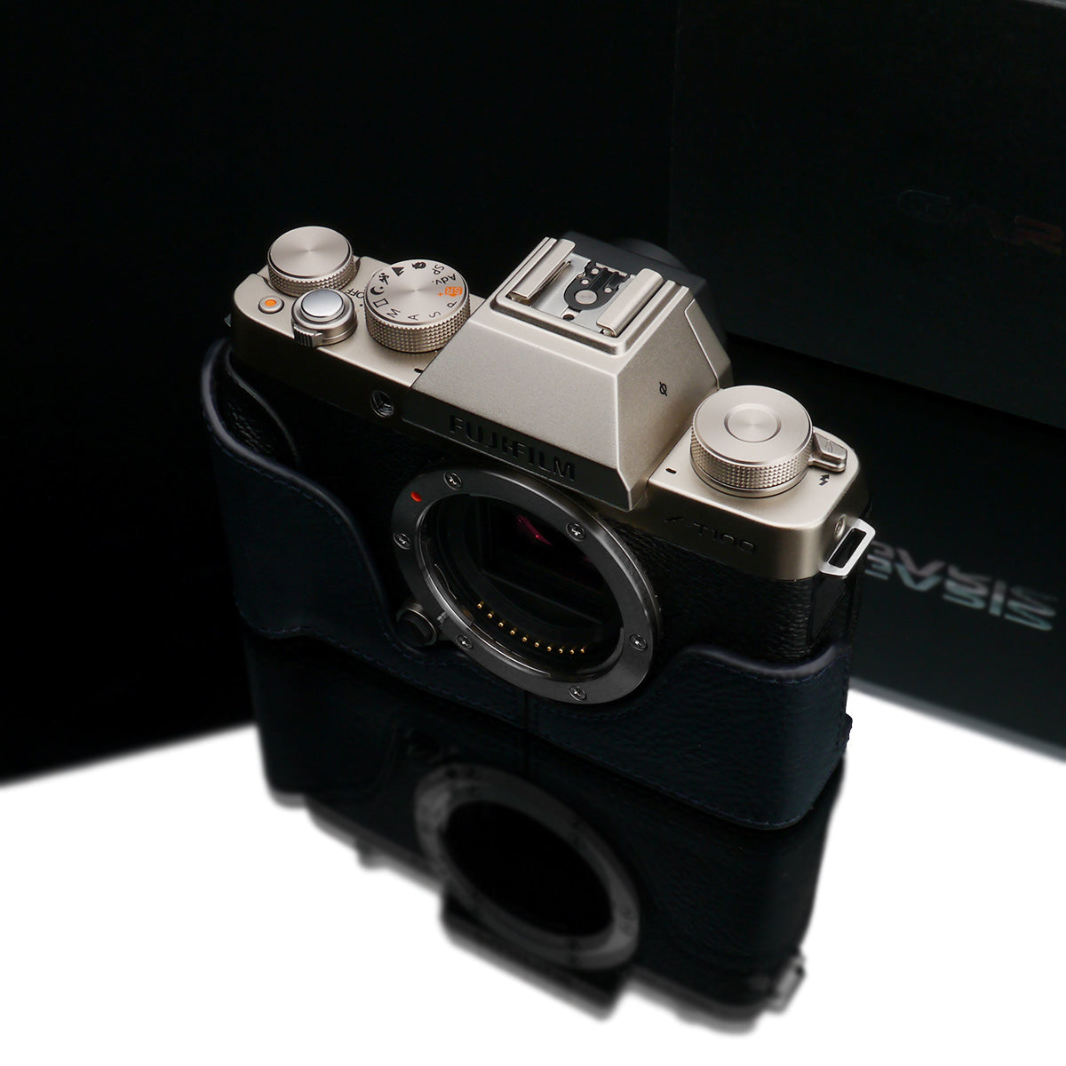 XS-CHXT100NV Leather Navy Camera Half Case w/ Capfix for Fujifilm X-T100