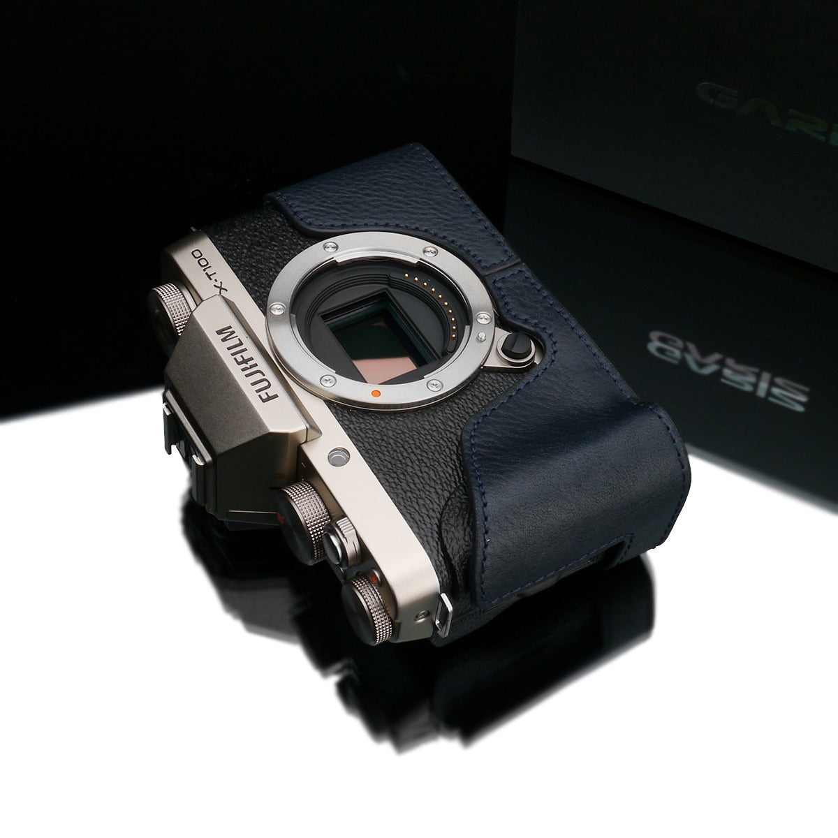 XS-CHXT100NV Leather Navy Camera Half Case w/ Capfix for Fujifilm X-T100