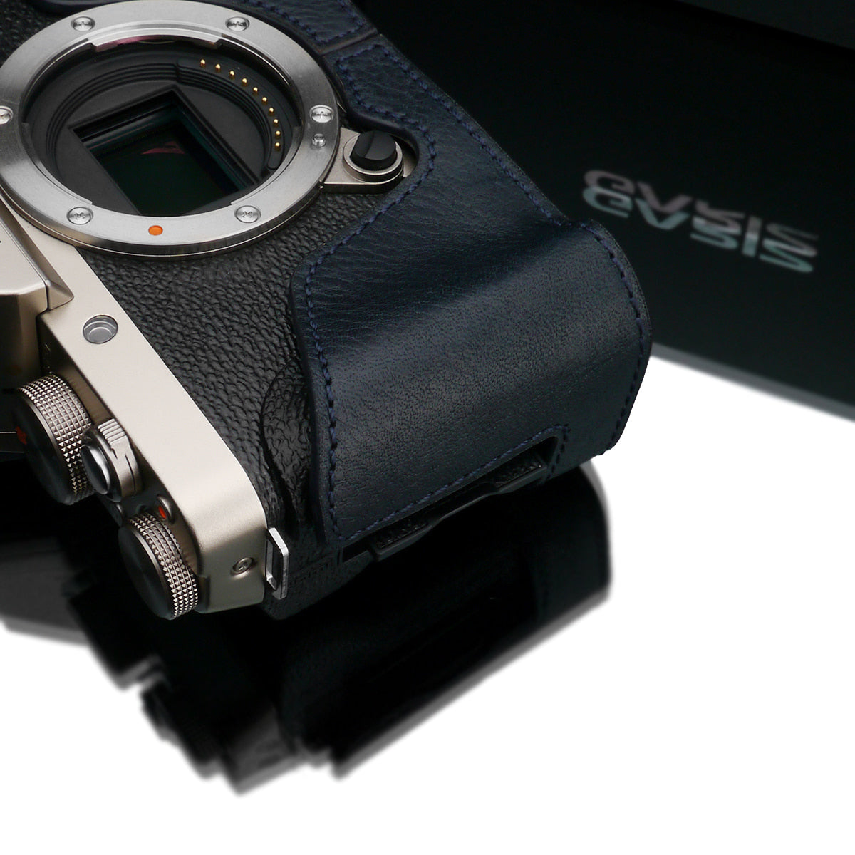 XS-CHXT100NV Leather Navy Camera Half Case w/ Capfix for Fujifilm X-T100