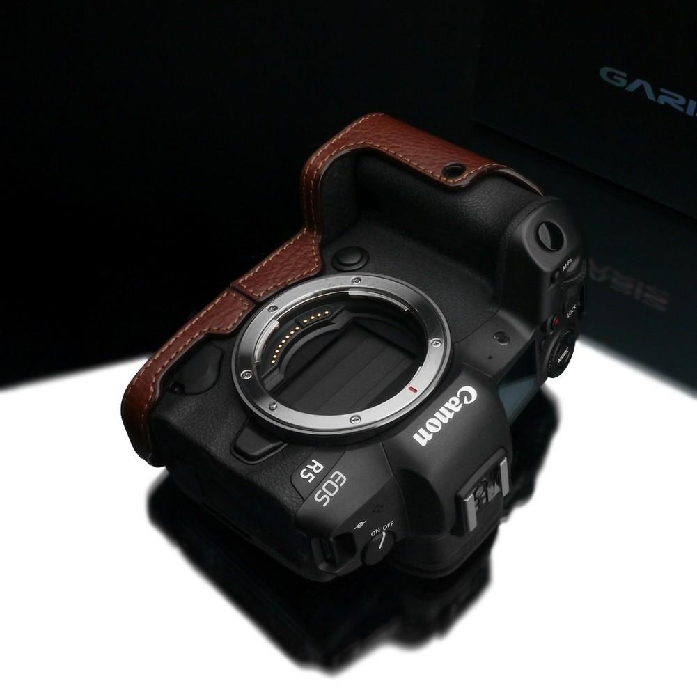 {DISCONTINUED} Gariz Brown XS-CHEOSR5BR Genuine Leather Half Case for Canon EOS R5