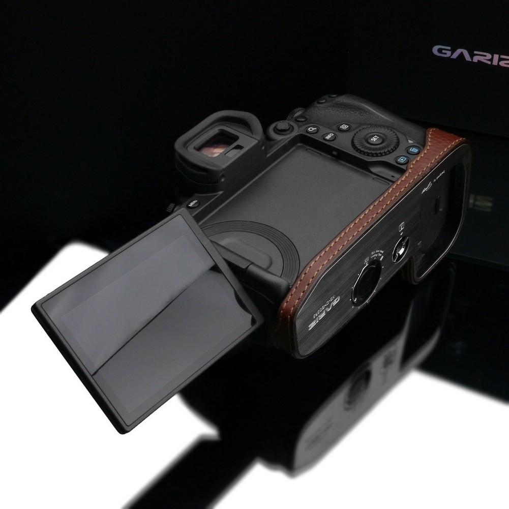 {DISCONTINUED} Gariz Brown XS-CHEOSR5BR Genuine Leather Half Case for Canon EOS R5