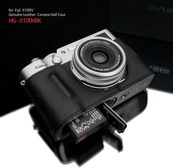 Gariz HG-X100VBK Black Leather Camera Half Case for Fujifilm X100V