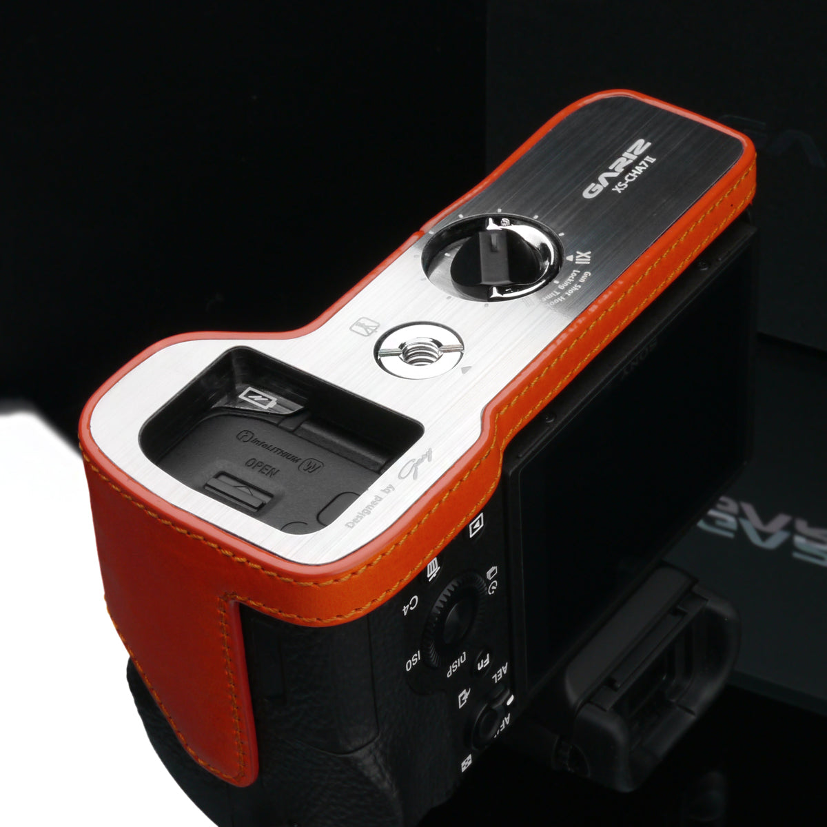 Gariz Orange Leather Camera Half Case XS-CHA7IIOR for Sony Alpha A7II A7RII Mark 2