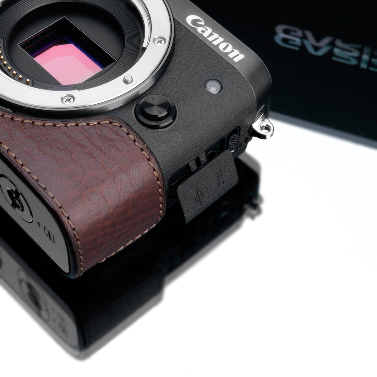 Gariz Brown Leather Camera Half Case for Canon EOS M6 XS-CHEOSM6BR