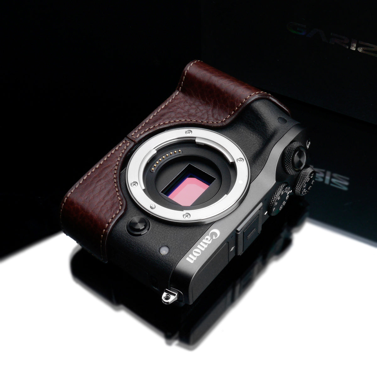 Gariz Brown Leather Camera Half Case for Canon EOS M6 XS-CHEOSM6BR