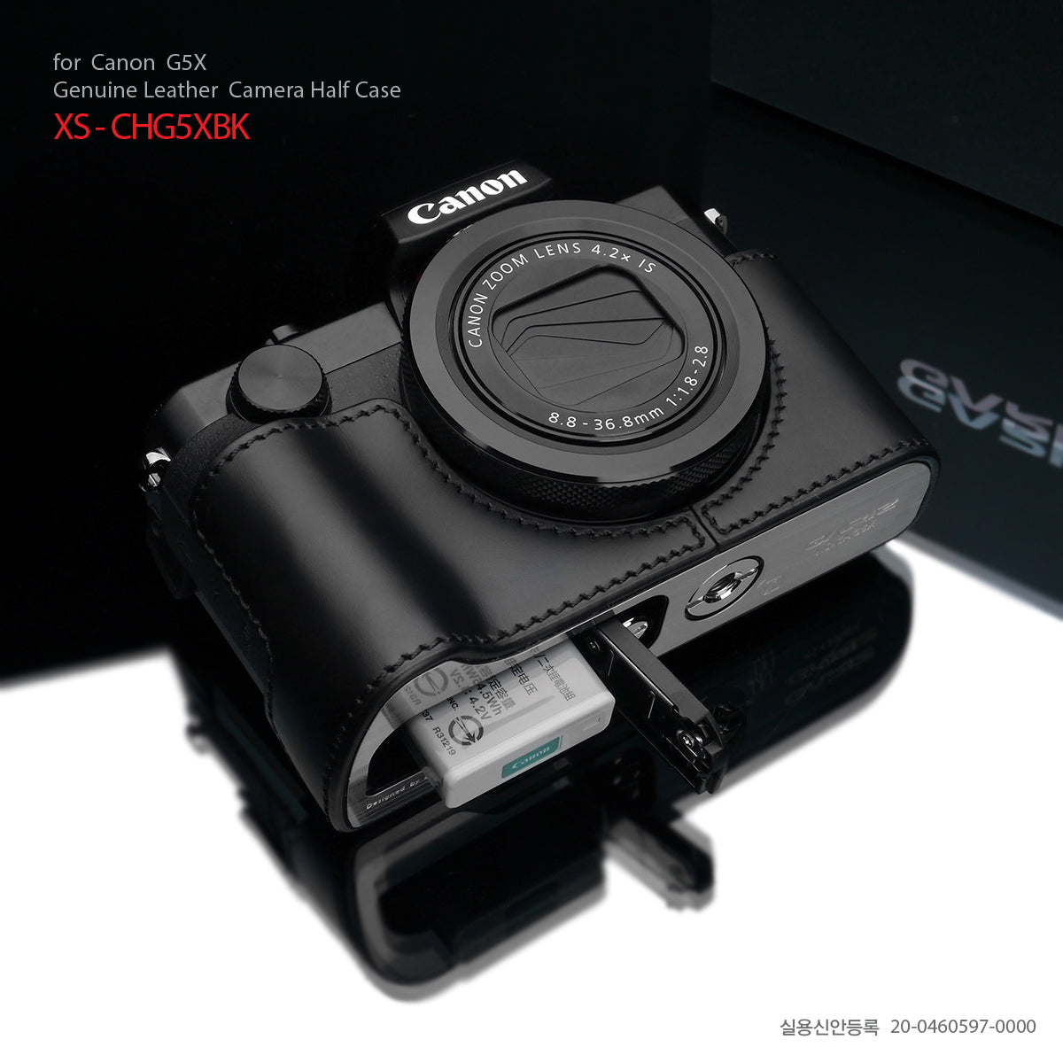 Gariz Black Leather Camera Half Case XS-CHG5XBK for Canon PowerShot G5X
