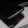 Gariz XA-IP6BS Metal Bumper Case Leather Skin for iPhone 6 6S Black Gold Trim