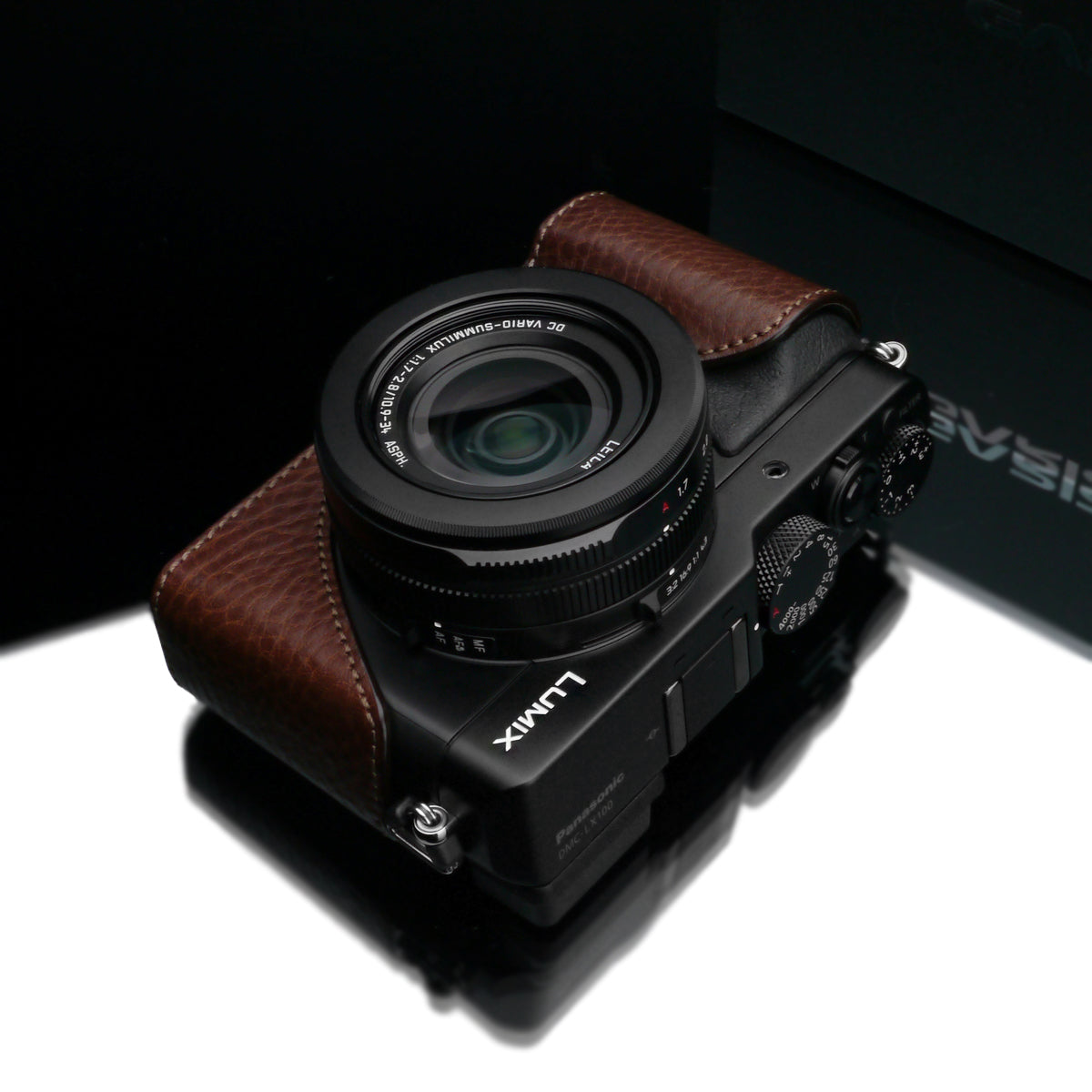Gariz Brown Leather Camera Half Case XS-CHLX100BR for Lumix LX100 DMC-