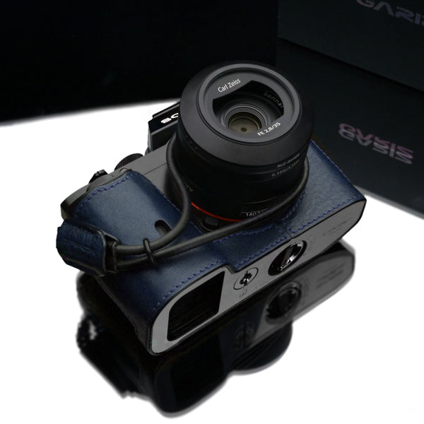 Gariz Navy Genuine Leather Mirrorless Camera Wrist Strap XS-WBL12