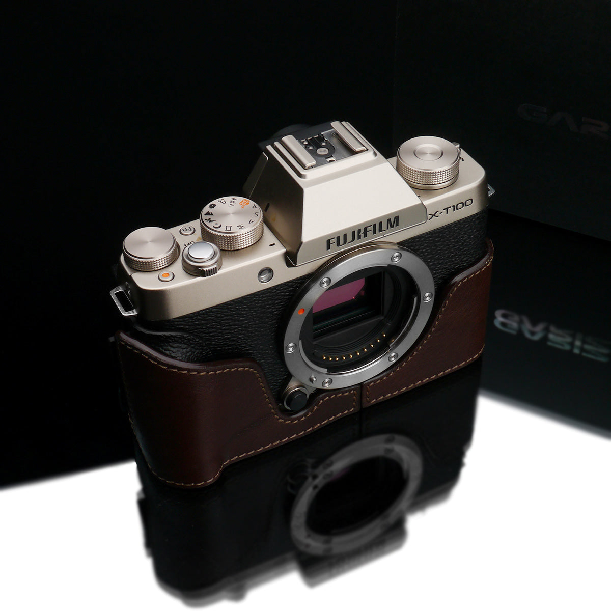 Gariz XS-CHXT100BR Leather Camera Half Case w/ Capfix Brown for Fujifilm X-T100