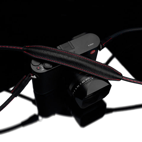 Gariz XS-CSNMBKR Medium Leather Neck Strap (Black Red Stitching)